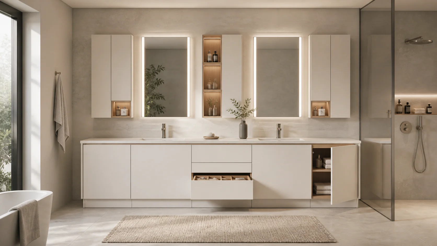 Chiara illustrative room with cabinetry in Ice Vanilla