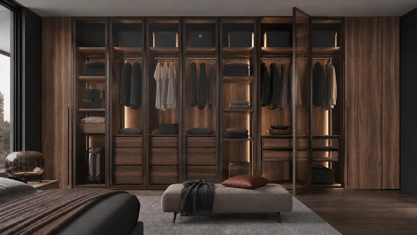 Vetro illustrative room with cabinetry in Smoked Walnut