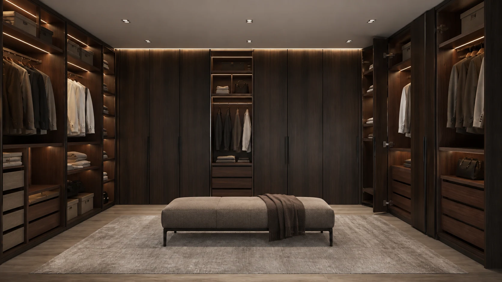 Noce illustrative room with cabinetry in Smoked Walnut